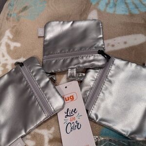 LUG Metallic Silver Large zippered pouches~Set of 3~NEW in packaging